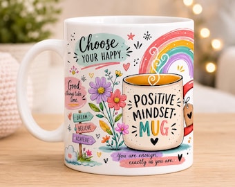 Positive Quotes Mug Sublimation Template. Motivational Mug Design. Daily Affirmations Coffee Cup. Inspirational Mug 11oz & 15oz