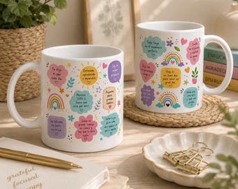 Plantilla Taza Frases Motivacionales PNG. Diseño para Sublimar Tazas 11oz y 15oz. Frases Positivas, Afirmaciones Diarias. Frases bonitas.