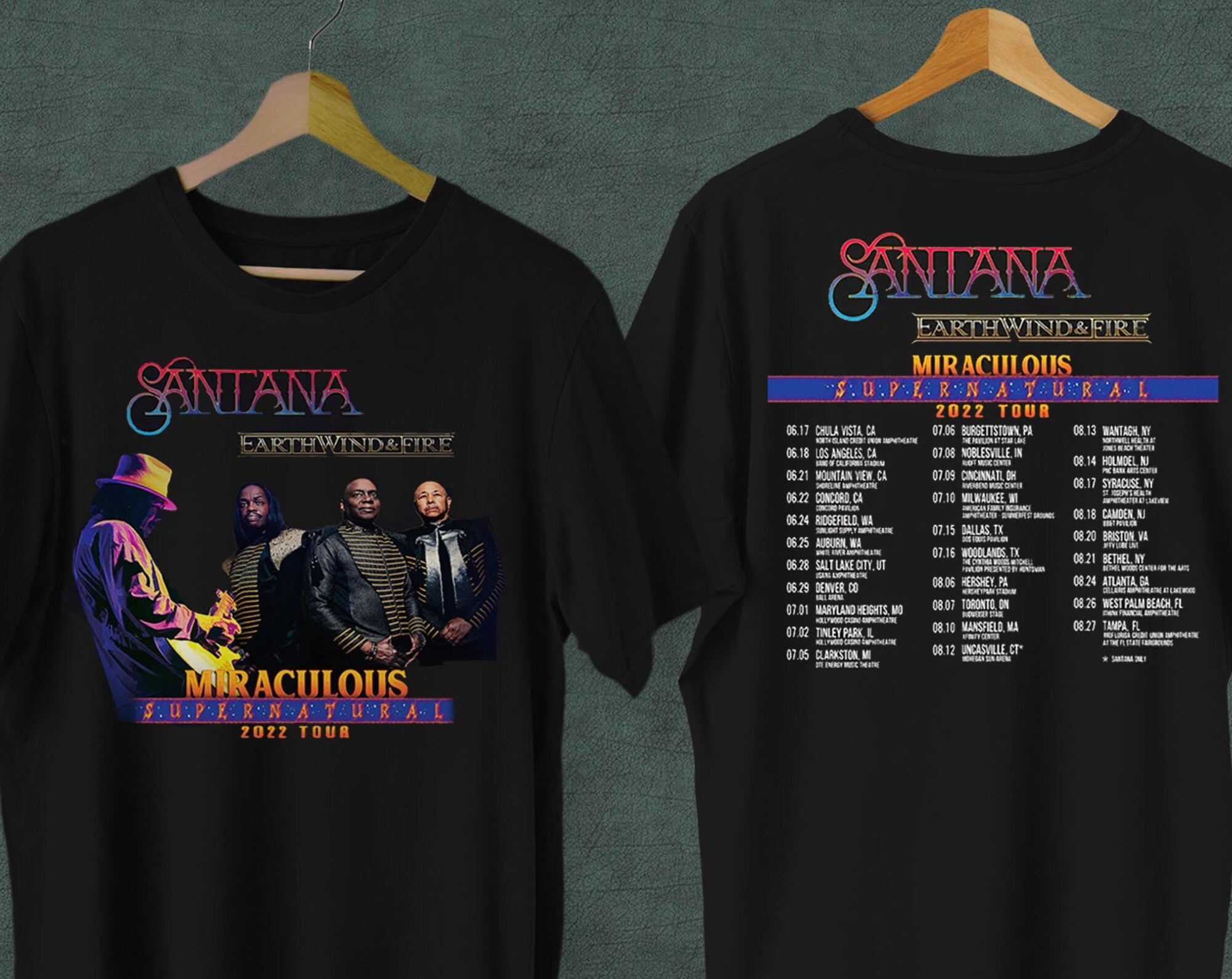 Santana Earth Wind & Fire Miraculous Supernatural Tour 2022 Shirt