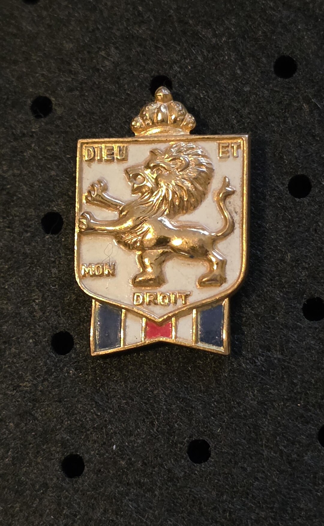Accessocraft WWII War Relief Society Dieu Et Mon Droit Enamel Lapel Pin ...