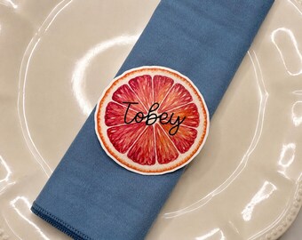 Grapefruit Place Cards | Personalized Mediterranean Wedding Place Cards | Citrus Wedding Escort Cards | Italian Wedding Name Cards