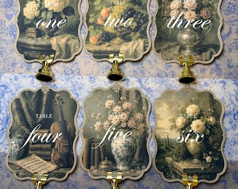 Vintage Painting Table Numbers | European Estate Wedding Table Numbers | Old World Reception Decor | Floral Still Life Wedding Signs