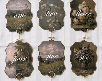 Victorian Oil Painting Table Numbers | Fine Art Wedding Table Numbers | Vintage Floral Reception Decor | Romantic Wedding Signs