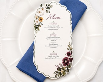 Heirloom Garden Wedding Menu | Scalloped Die Cut Menu | Vintage Floral Wedding Menu | Romantic Reception Menu | Custom Menu