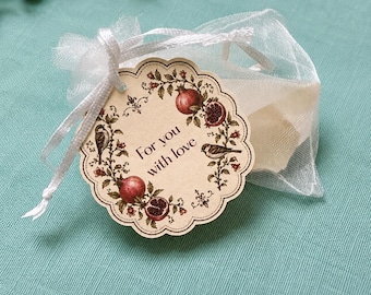 Pomegranate Wedding/Party Favor Tags | Vintage Botanical Labels - Customizable