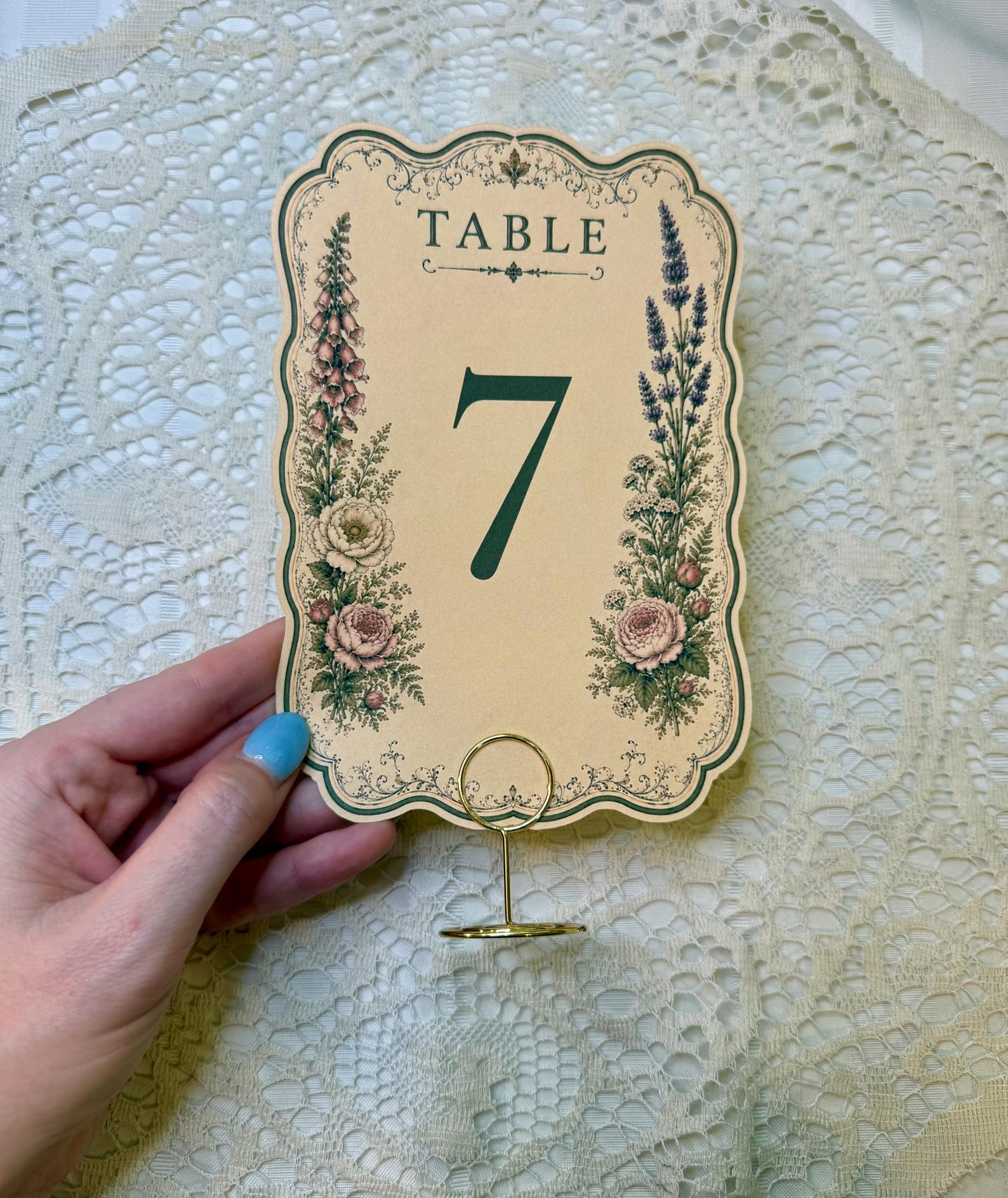 Wildflower Wedding Table Numbers (With Sign Holder)