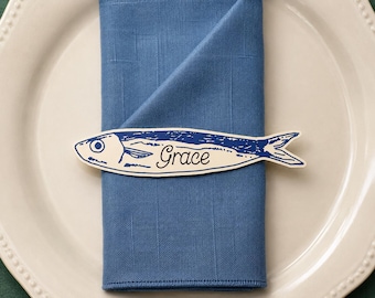 Coastal Sardine Wedding Place Card | Mediterranean Wedding Decor