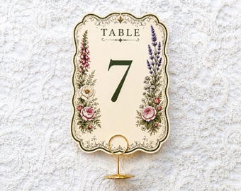 Wildflower Wedding Table Numbers | English Garden Reception Decor | Botanical Floral Table Signs | Cottagecore Wedding Decor