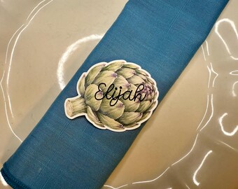 Artichoke Place Cards | Personalized Mediterranean Wedding Place Cards | Italian Wedding Escort Cards | Watercolor Vegetable Name Cards