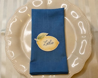 Watercolor Lemon Place Cards – Custom Wedding/Event Name Cards | Tuscan Table Decor