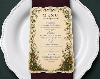 Woodland Mushroom Wedding Menu | Cottagecore Wedding Menu Card | Forest Wedding Reception Menu | Enchanted Garden Menu Sign