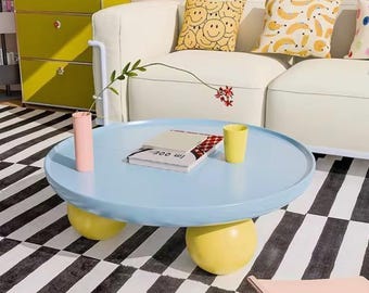 French Round Coffee Table Modern Dopamine Decor Minimalist Living Room Table Cozy Apartment Furniture