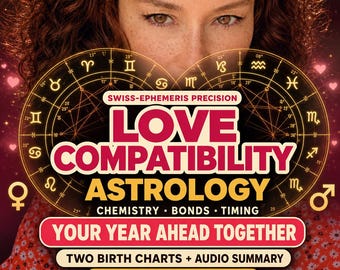 Love Compatibility Astrology Reading + Year-Ahead Forecast | Couple Synastry, Two Birth Charts, Same-Day PDF