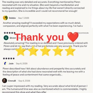 May include: A digital graphic displaying five customer reviews for a service provider named Peren. The text includes positive feedback, dates, and user names. Centered in the middle is the red text Thank you, a red heart icon, and five yellow stars.