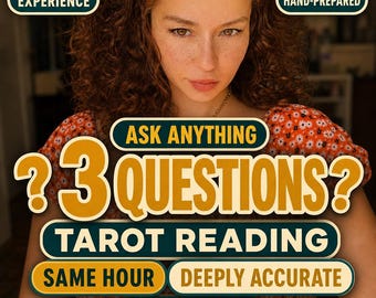 3 Question Tarot Reading | Same Hour Psychic Insight, 6 Cards, Real Photo