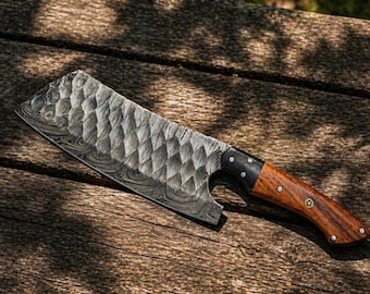 Coltello da chef in acciaio di Damasco fatto a mano, mannaia da cucina forgiata, coltello da cucina affilato come un rasoio, manico in legno