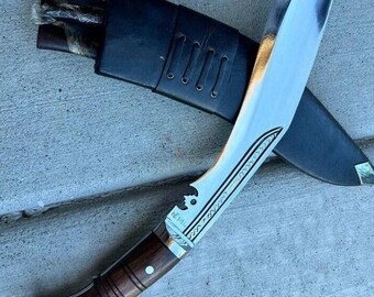 Cuchillo Kukri forjado a mano – Hoja de caza de acero al carbono, herramienta de supervivencia de espiga completa