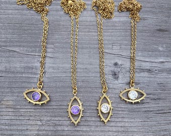 Eye Necklace • Gold Plated • Stainless Steel Chains