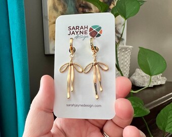18K Gold Plated Bow Earrings • Hoops