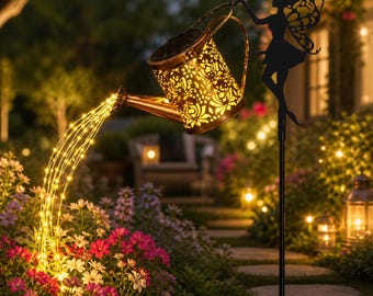 Solar Gießkanne Gartenleuchte - Hergestellt nach Bestellung | Outdoor Fairy Gießlicht | LED Garten Decor wasserdichte Lampe