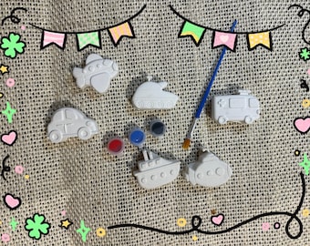 Paint Your Own Plaster Vehicle Kit – 3 Random Figures, Kids Craft Activity, Party Favors