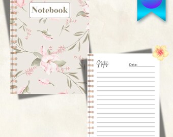 Caderno digital floral | Editável no Canva | Download digital