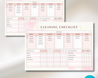 Lista de verificação de limpeza | Download digital | Lista de verificação semanal, mensal e trimestral