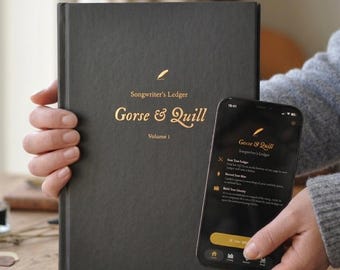 Songwriter's Ledger A5 Notebook, Guitarist Gift, Companion App (Volume 1)