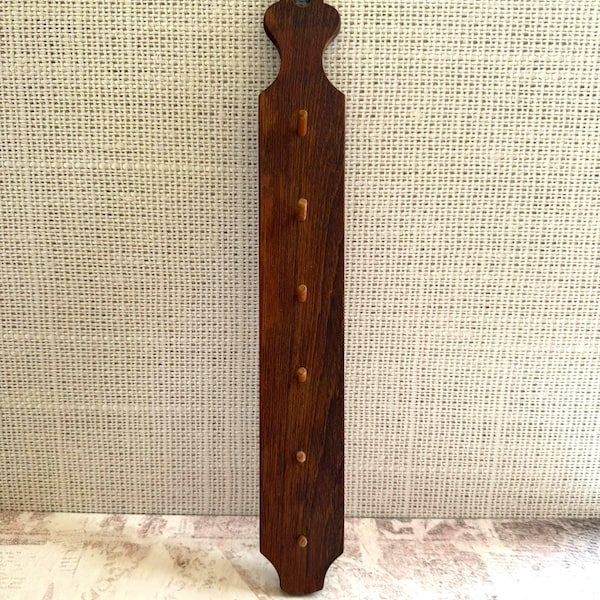 Vintage Wooden Wall Rack with 6 Pegs | Vertical Shaker Style Hanging Organizer | Primitive Farmhouse Wooden Hooks | Rustic Entryway