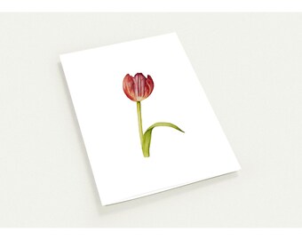 Tulip Greeting Cards, Handpainted Watercolor Botanical Stationery, Custom Folded Note Cards Set of 10, Floral Gift Set
