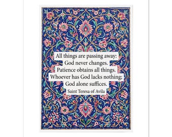 Saint Teresa of Avila Quote Fine Art Poster | Catholic gift  for her
