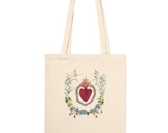 Sacred Heart Vintage Style Cotton Tote Bag