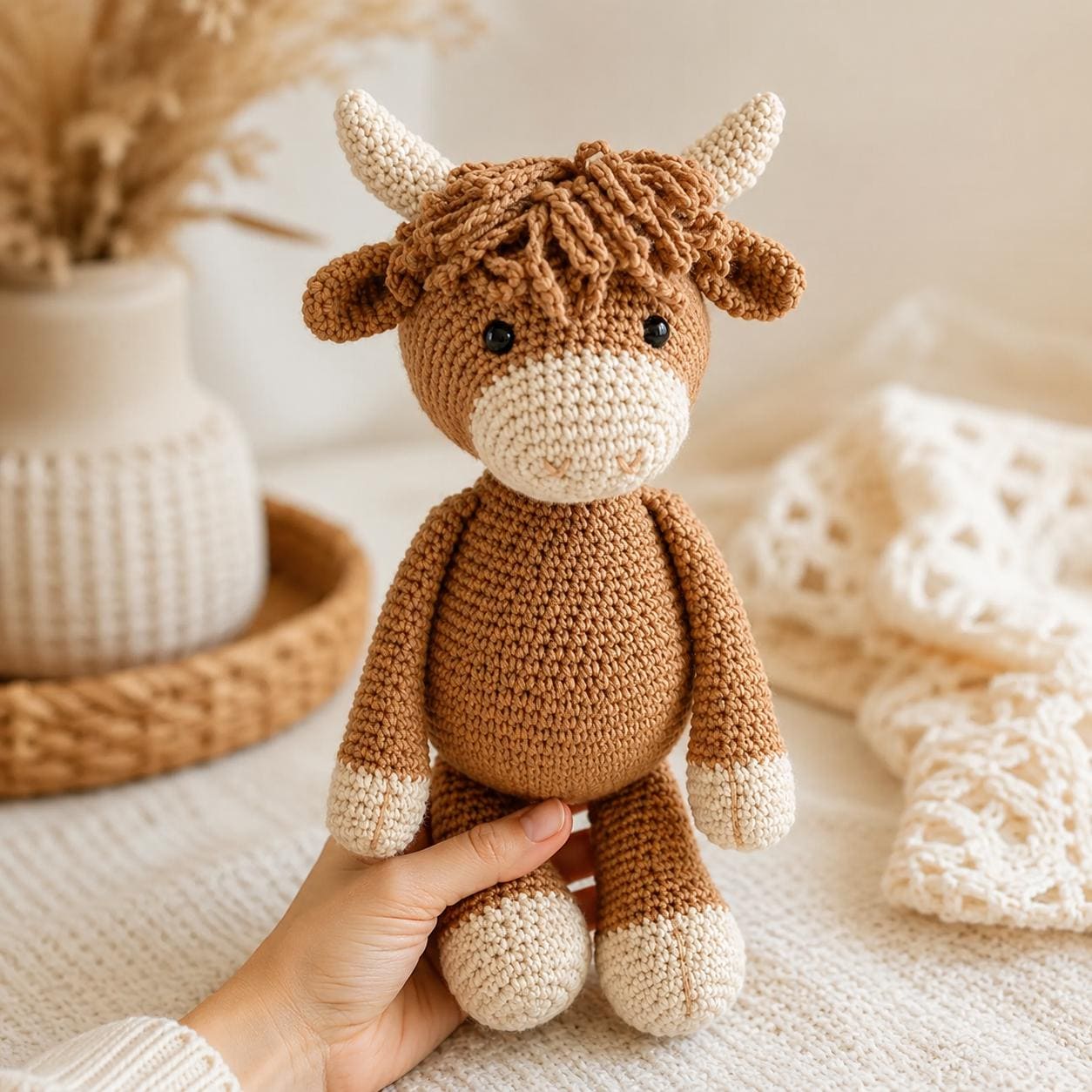 23 Adorable Cow Plush Crochet Patterns for Farmhouse Decor, Gifts, and Cozy Displays 8 Crochet Highland Cow Amigurumi Pattern Farm Animal
