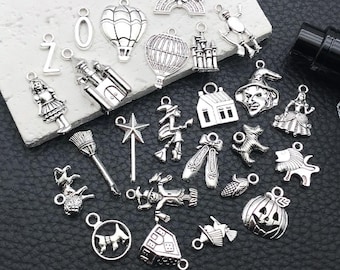 Mixed Metal Charms Set, Vintage Jewelry Charms, DIY Pendants for Necklace Bracelet, Antique Silver Craft Supplies