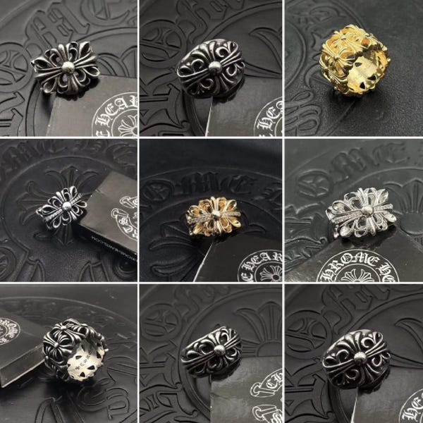 Anillo gótico de plata de ley 925, anillo vintage punk motero, banda grabada con cruz floral, joyería gótica para hombres y mujeres, regalo de estilo rock.