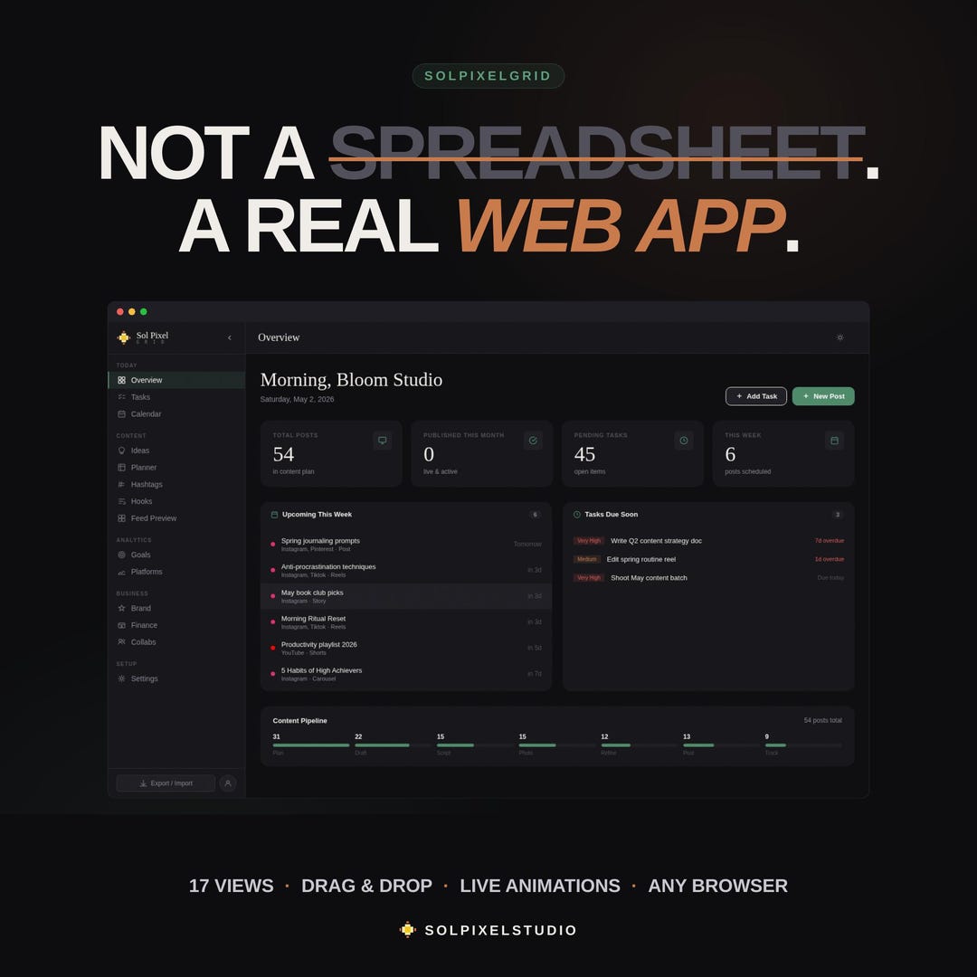 Social Media Content Planner Web App | Drag & Drop Tasks, Calendar ...