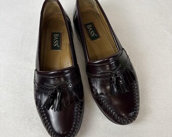 GH Bass Grammer Men's Loafers Shoes 10D Burgundy Leather Kiltie Tassel Vintage