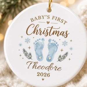 Personalized Baby's First Christmas Ornament 2026, Baby Boy Christmas Ornament, Custom Name Baby Keepsake, Newborn Christmas Gift
