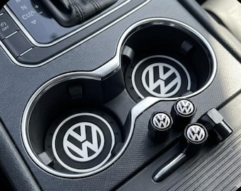 Novo conjunto de 2 porta-copos VW + 4 tampas de válvula de pneu MK1 MK2 MK3 MK4 MK5 MK6 MK7 MK8 Golf R GTD GTI