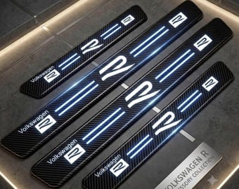 Novo Golf R *4 Protetores de Soleira de Porta + *2 Adesivos com Emblema R MK4 MK5 MK6 MK7 MK8 Tiguan