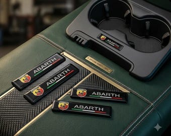 Conjunto de 5 adesivos com emblemas Abarth, novos, para interior e exterior. Modelos: Abarth 959, 595C, 695, Scorpion, 124, Spider.
