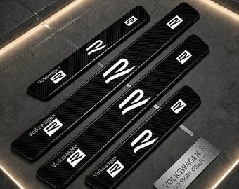 Brand new R Line *4 Door Sill Protector Scuff Guard Step Cover Set + *2 R badges MK4 MK5 MK6 MK7 MK8 Golf Tiguan T-cross Polo Touareg