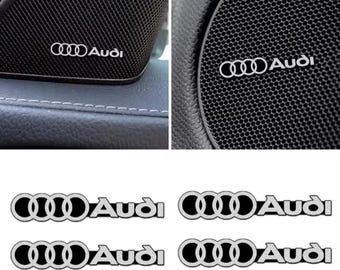 Conjunto de 5 adesivos metálicos novos com emblemas da Audi para uso interno e externo.