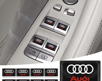 Conjunto de 10 adesivos com emblemas Audi, novos, para uso interno e externo. Modelos: A1, A2, A4, A5, A6, A7, A8, Q3, Q5, Q6, Q7 e Q8.