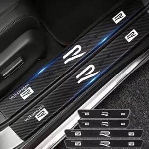 New R Line *4 Set Türeingriffsschutz, Trittschutz Stufe + Antirutschmatte für Dashboard MK4 MK5 MK6 MK7 MK8 Golf Tiguan T-Cross Polo Touareg