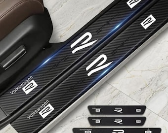 Conjunto de protetores de soleira de porta R Line *4 novos + *2 emblemas R para Golf, Tiguan, T-Cross, Polo e Touareg MK4, MK5, MK6, MK7 e MK8