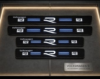 New Golf R  *4 Door Sill Protector Scuff Guard Step Cover Set + *2 R Badge sticker MK4 MK5 MK6 MK7 MK8 Tiguan