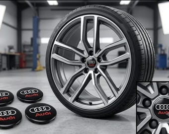 Conjunto novo de 4 calotas pretas Audi + 2 emblemas Audi