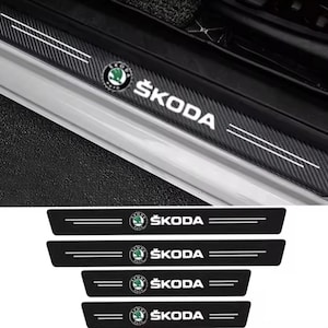 Brand new Fits Skoda Door Sill Protector Set of 4 carbon fiber car protectors scratch resistant Sill guard threshold scuff plate