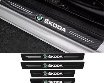 Protetores de soleira de porta Skoda, novos, conjunto de 4 peças em fibra de carbono, resistentes a riscos. Proteção contra arranhões e desgaste irregular.